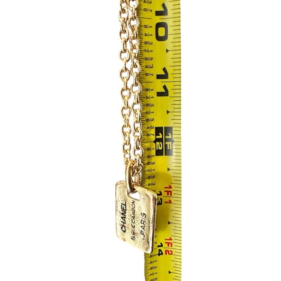 Chanel Cambon 31 Rue Vintage Two Sided Engraved Gold Dog Tag Chain Necklace - Picture 8 of 10